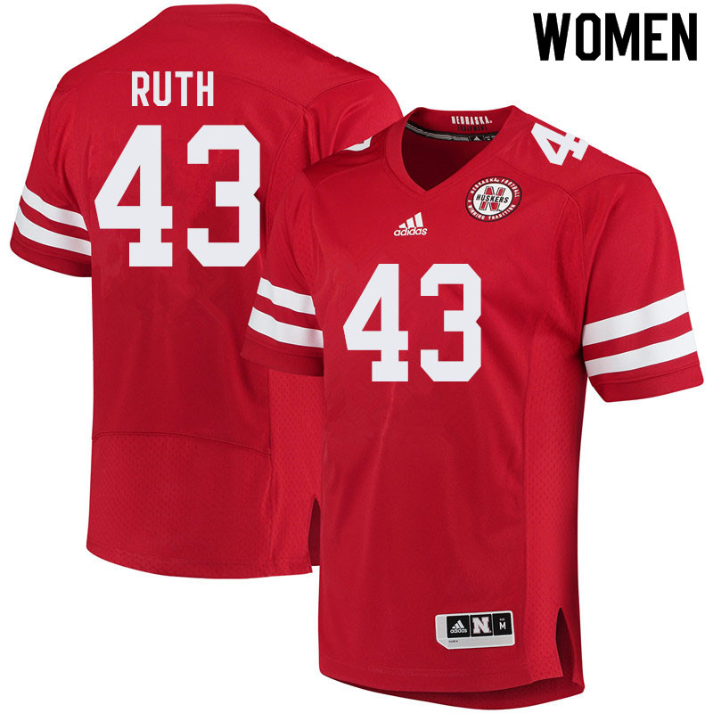 Women #43 Connor Ruth Nebraska Cornhuskers College Football Jerseys Sale-Red